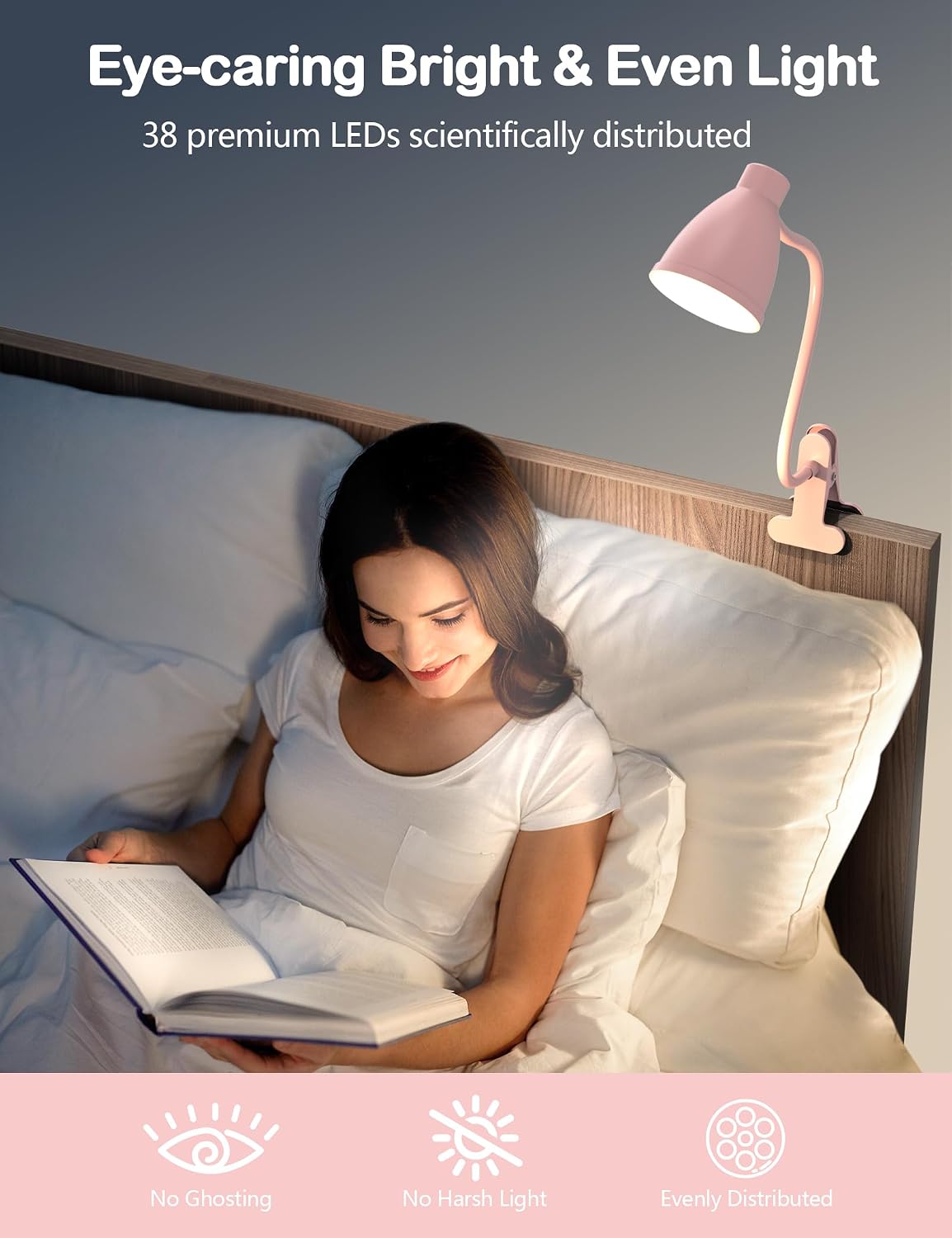 Desk Lamp 5 Color Modes 10 Brightness Dimmer Reading Light Black