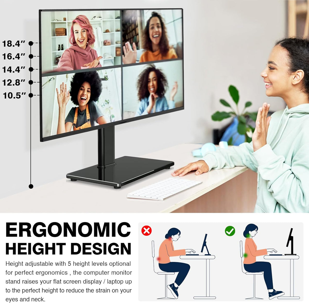 Single Monitor Stand VESA Mount for 13-32 Inch Screens