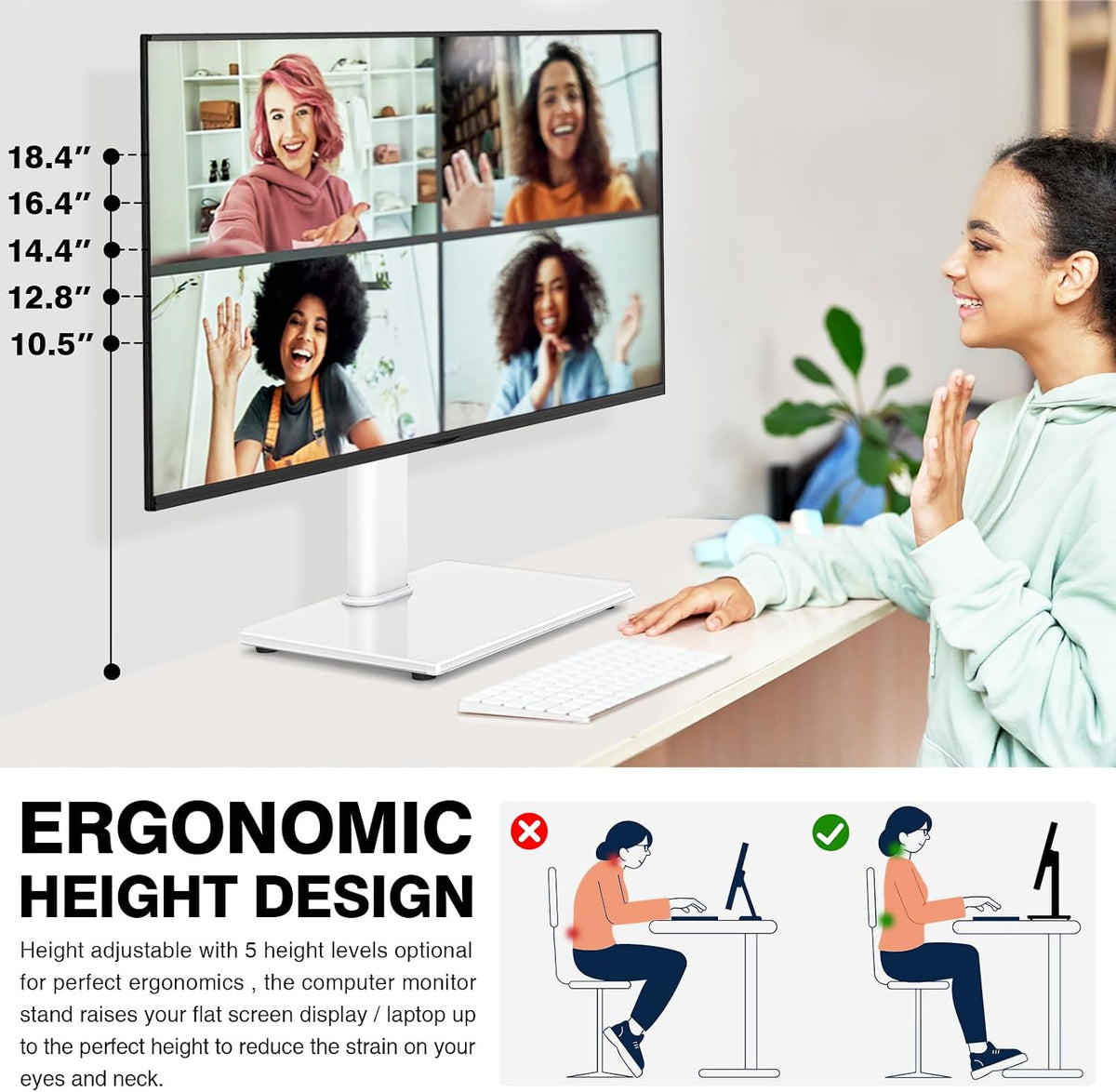 Single Monitor Stand VESA Mount for 13-32 Inch Screens