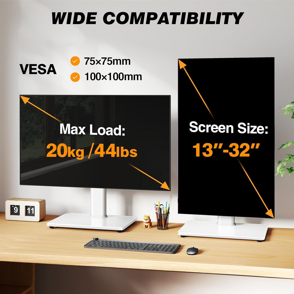 Single Monitor Stand VESA Mount for 13-32 Inch Screens