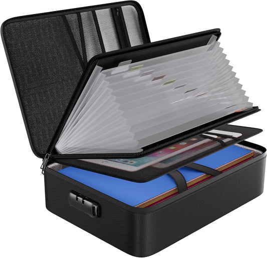 Fireproof Document Organizer Bag with Lock ＆ Accordion File Folder