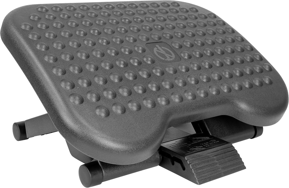 ! Under Desk Footrest with Foot Pedal Height Adjustment (4.25"–6.75"), Adjustable 30° Tilt Ergonomic Office Foot Rest, Non Slip Massage Surface Foot Stool Under Desk