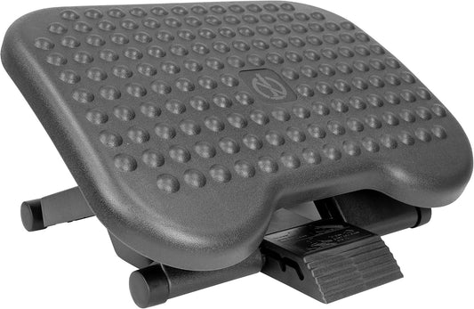 ! Under Desk Footrest with Foot Pedal Height Adjustment (4.25"–6.75"), Adjustable 30° Tilt Ergonomic Office Foot Rest, Non Slip Massage Surface Foot Stool Under Desk