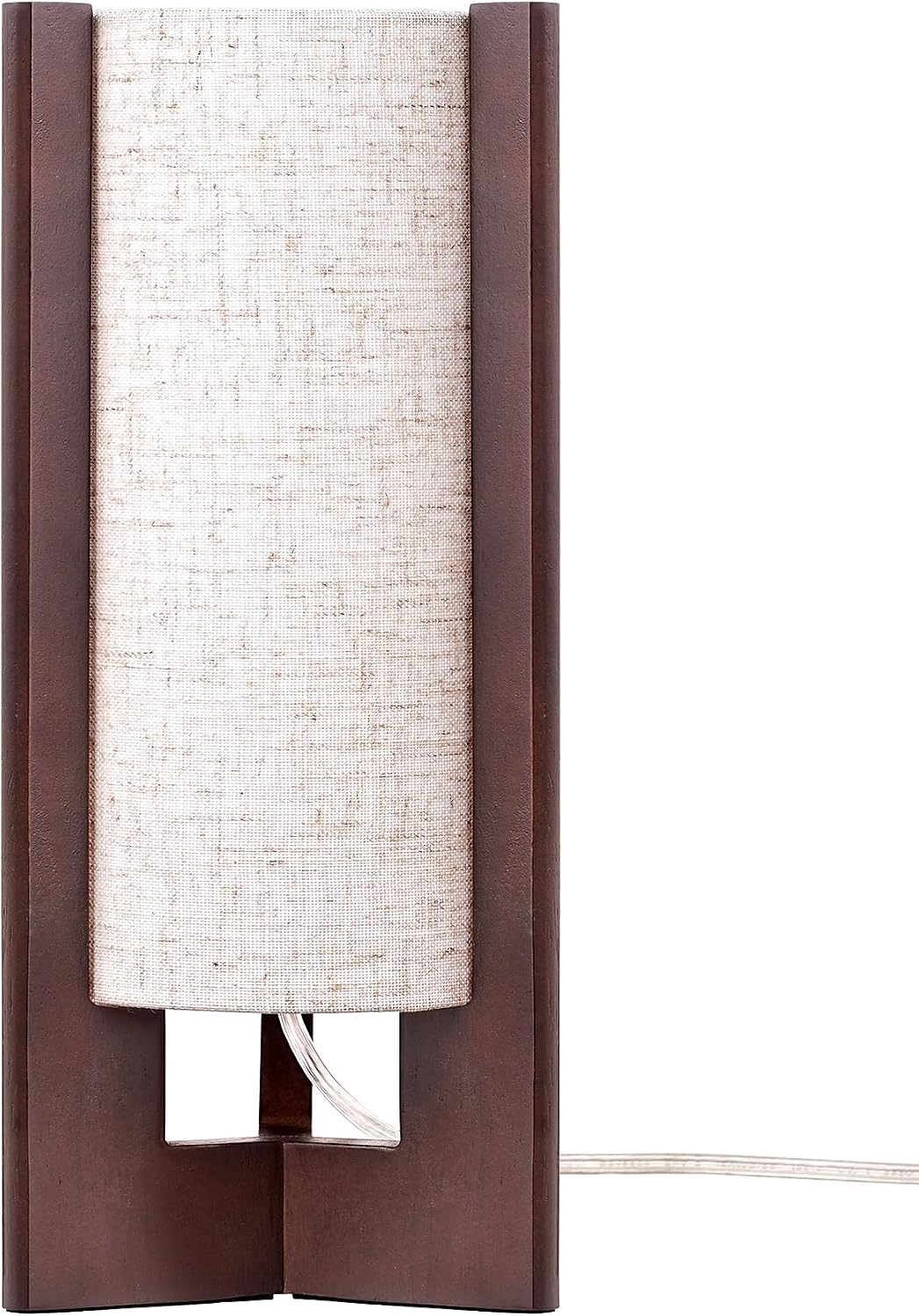 Wood Table Lamp, 13.5" Small Bedside Lamp, Rosewood, E26 Base