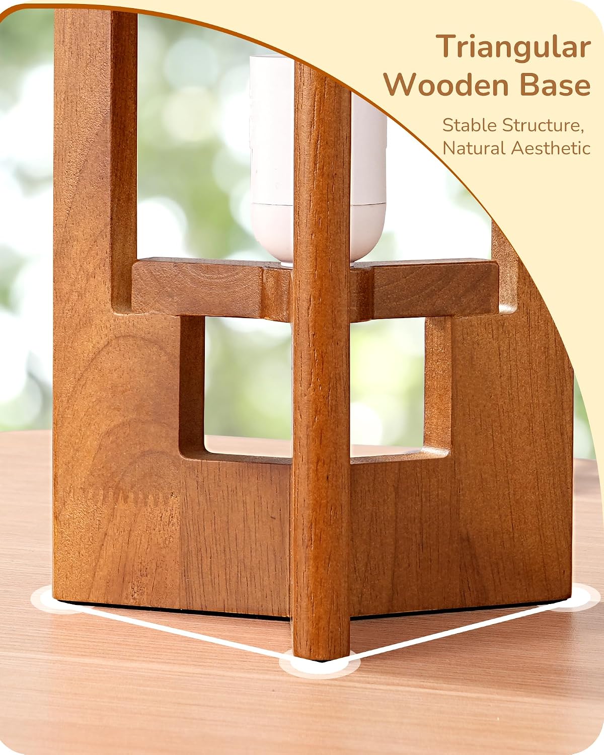 Wood Table Lamp, 13.5" Small Bedside Lamp, Rosewood, E26 Base
