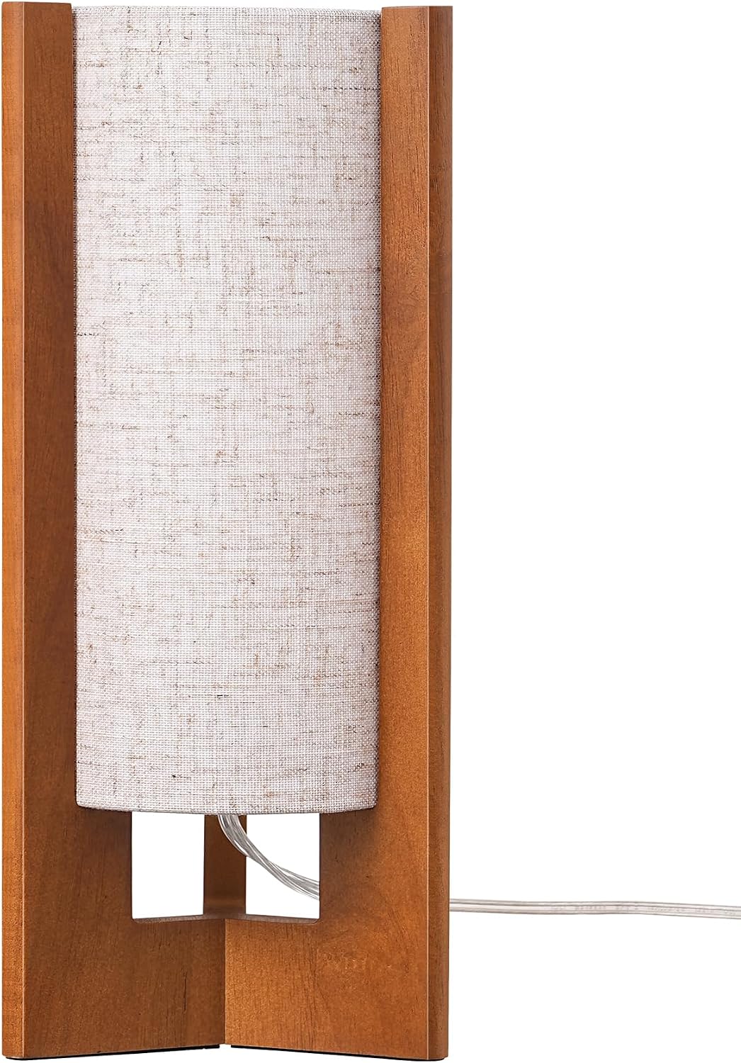 Wood Table Lamp, 13.5" Small Bedside Lamp, Rosewood, E26 Base