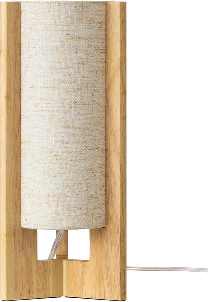 Wood Table Lamp, 13.5" Small Bedside Lamp, Rosewood, E26 Base