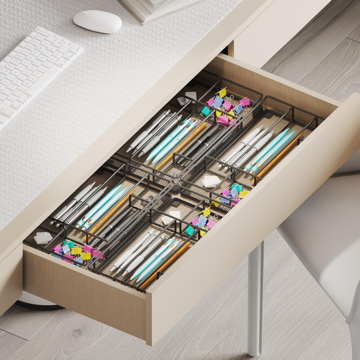 Desk Drawer Organizer Tray, Office Drawer Organizer, Workspace Organizers, Suitable for Tools, Pencils, Office Supplies Storage (Black)