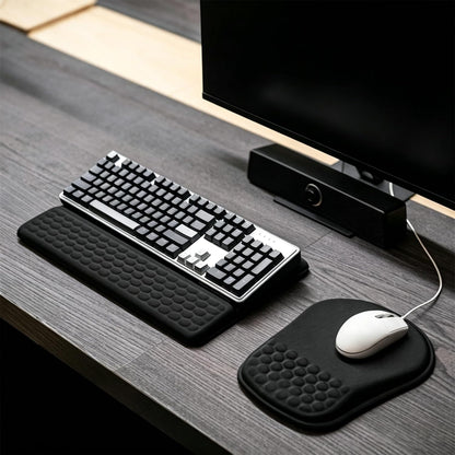 Keyboard Wrist Rest -Ergonomic Keyboard Stand with Wrist Rest- with Carpal Tunnel Pain Relief Massage Bumps and Full Memory Gel Design - Ideal Frequent Computer (Black)