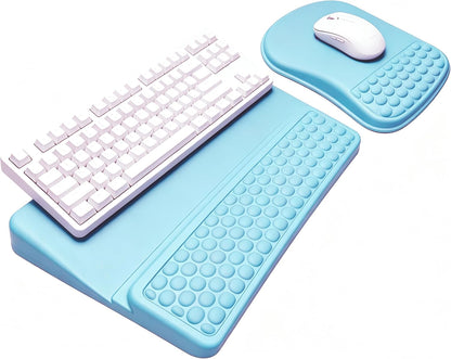 Keyboard Wrist Rest -Ergonomic Keyboard Stand with Wrist Rest- with Carpal Tunnel Pain Relief Massage Bumps and Full Memory Gel Design - Ideal Frequent Computer (Black)