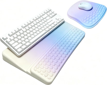 Keyboard Wrist Rest -Ergonomic Keyboard Stand with Wrist Rest- with Carpal Tunnel Pain Relief Massage Bumps and Full Memory Gel Design - Ideal Frequent Computer (Black)