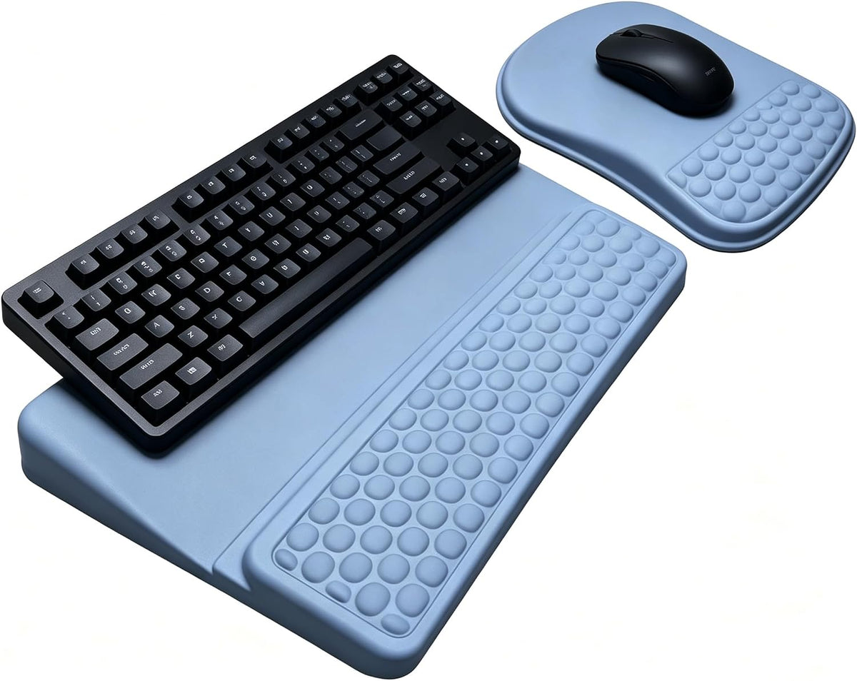 Keyboard Wrist Rest -Ergonomic Keyboard Stand with Wrist Rest- with Carpal Tunnel Pain Relief Massage Bumps and Full Memory Gel Design - Ideal Frequent Computer (Black)