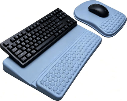 Keyboard Wrist Rest -Ergonomic Keyboard Stand with Wrist Rest- with Carpal Tunnel Pain Relief Massage Bumps and Full Memory Gel Design - Ideal Frequent Computer (Black)