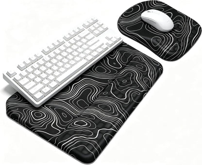 Keyboard Wrist Rest -Ergonomic Keyboard Stand with Wrist Rest- with Carpal Tunnel Pain Relief Massage Bumps and Full Memory Gel Design - Ideal Frequent Computer (Black)