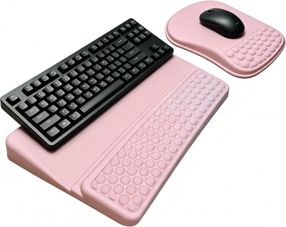 Keyboard Wrist Rest -Ergonomic Keyboard Stand with Wrist Rest- with Carpal Tunnel Pain Relief Massage Bumps and Full Memory Gel Design - Ideal Frequent Computer (Black)