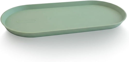 Small Silicone Tray 8.7" Green Oval Catch All Decorative Tray for Vanity Bathroom Desk