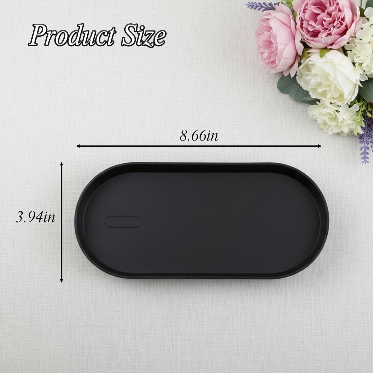 Small Silicone Tray 8.7" Green Oval Catch All Decorative Tray for Vanity Bathroom Desk