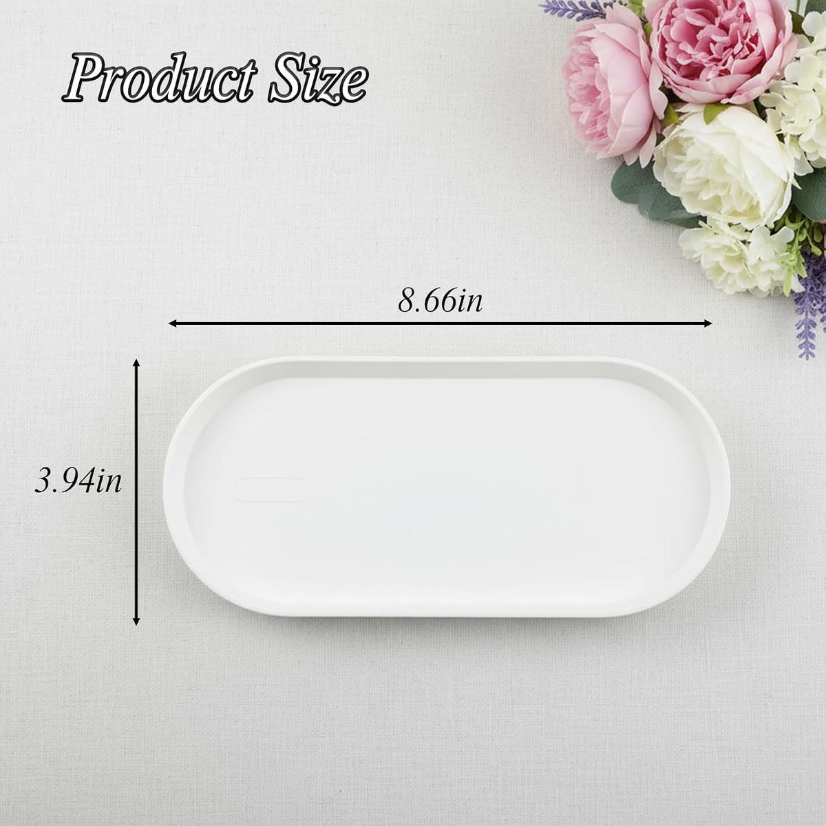 Small Silicone Tray 8.7" Green Oval Catch All Decorative Tray for Vanity Bathroom Desk