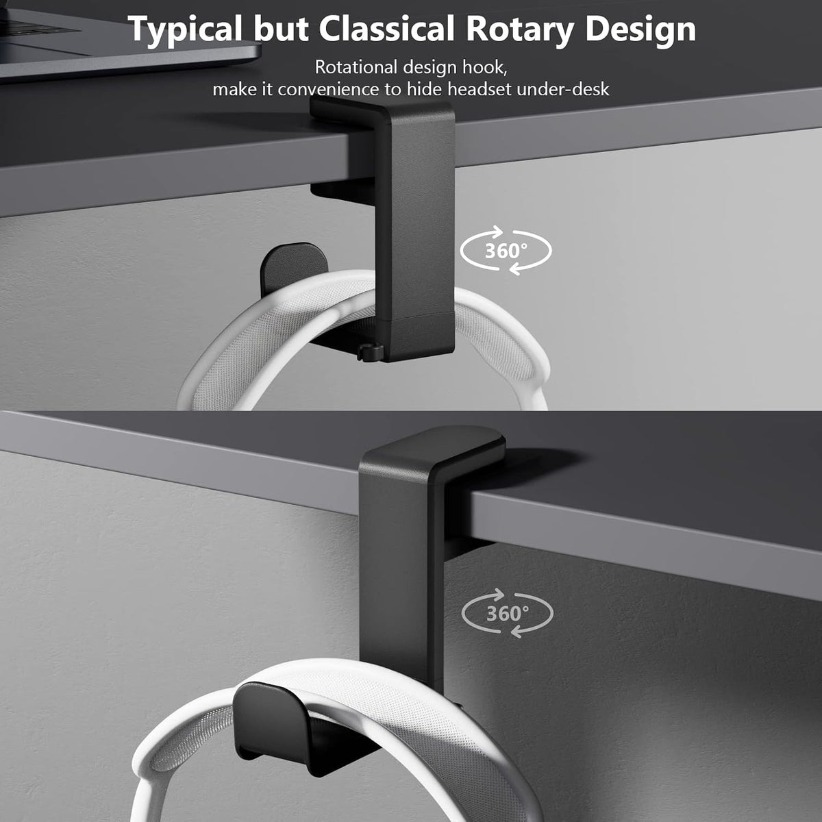 EURPMASK Rotating Headphone Stand,Adjustable Clamp-on Headset Holder Hanger