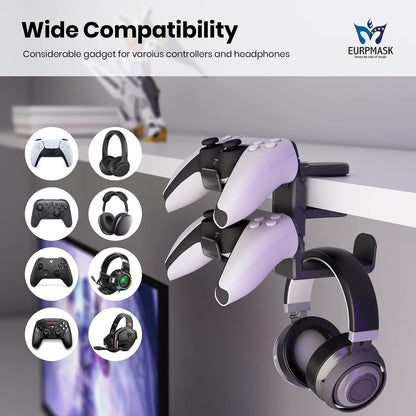 EURPMASK Rotating Headphone Stand,Adjustable Clamp-on Headset Holder Hanger