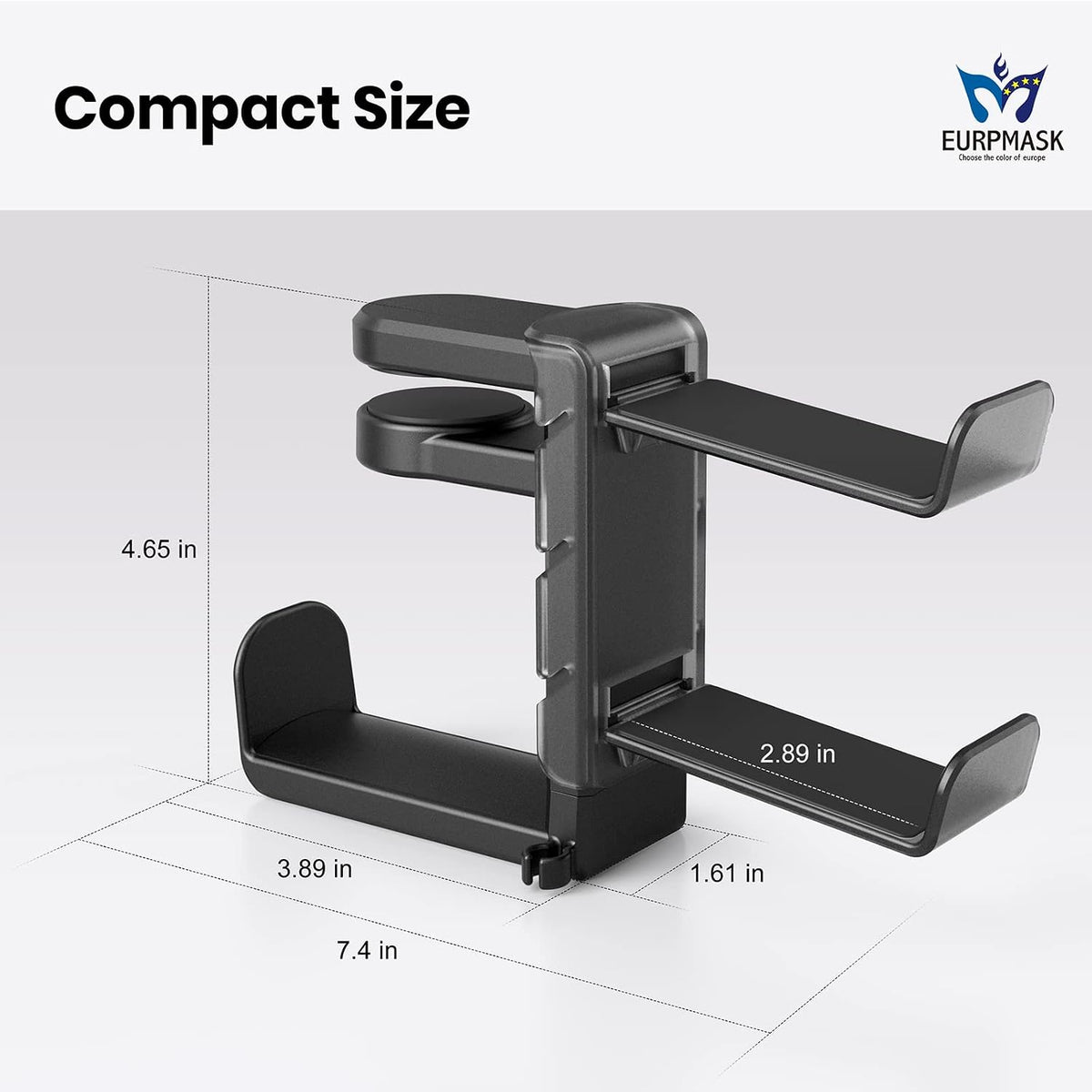 EURPMASK Rotating Headphone Stand,Adjustable Clamp-on Headset Holder Hanger