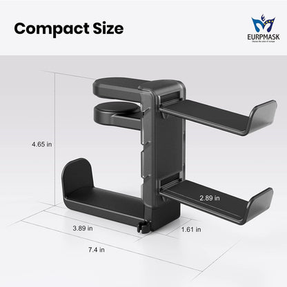 EURPMASK Rotating Headphone Stand,Adjustable Clamp-on Headset Holder Hanger
