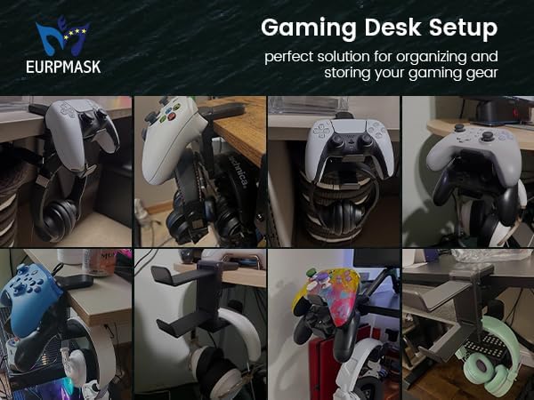 EURPMASK Rotating Headphone Stand,Adjustable Clamp-on Headset Holder Hanger