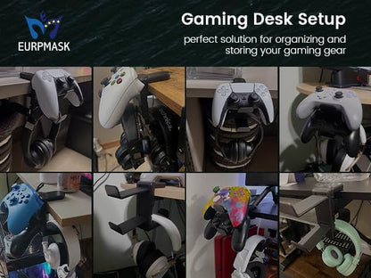 EURPMASK Rotating Headphone Stand,Adjustable Clamp-on Headset Holder Hanger