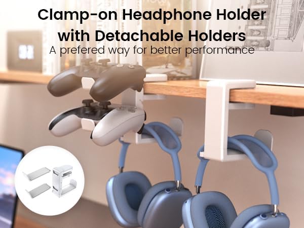 EURPMASK Rotating Headphone Stand,Adjustable Clamp-on Headset Holder Hanger
