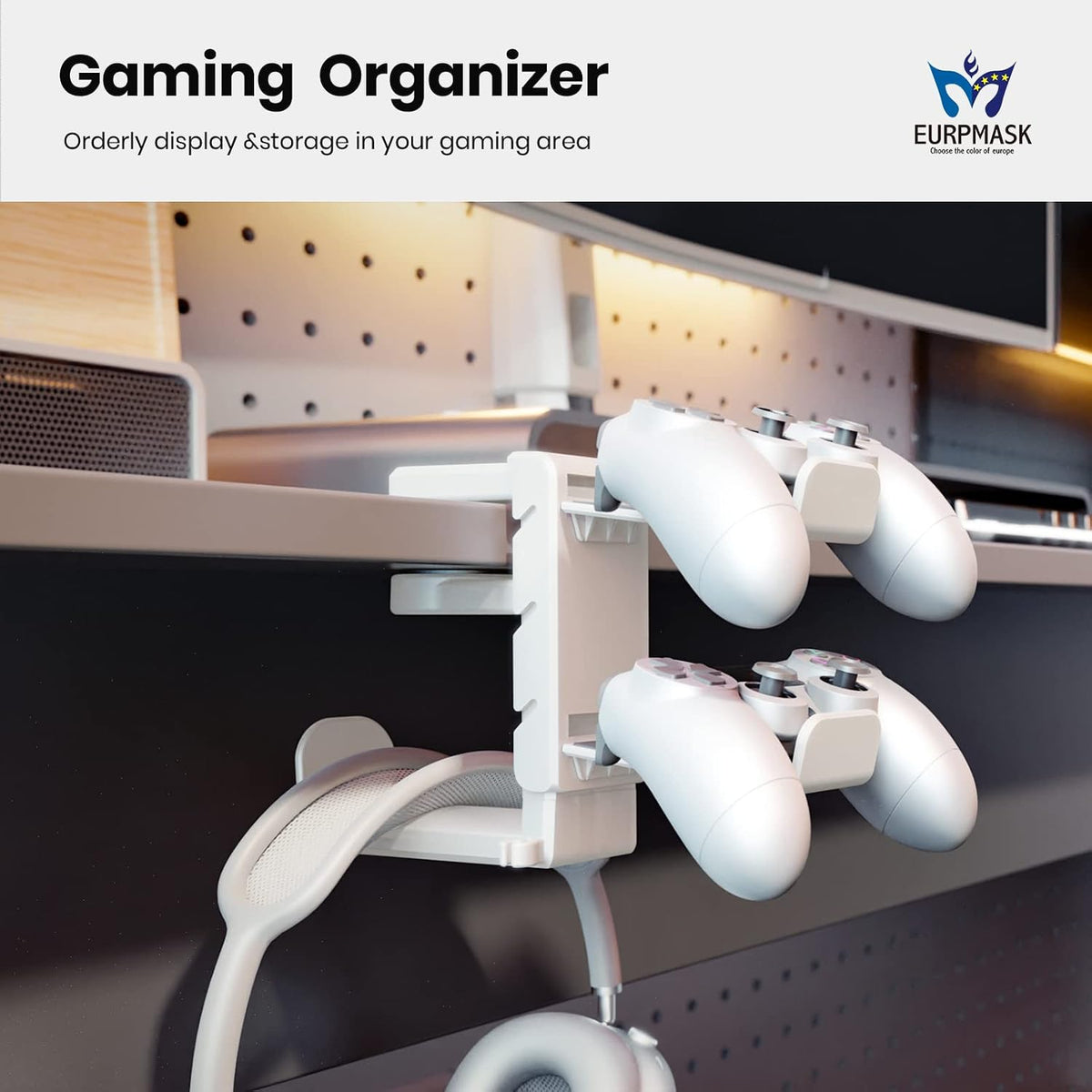 EURPMASK Rotating Headphone Stand,Adjustable Clamp-on Headset Holder Hanger