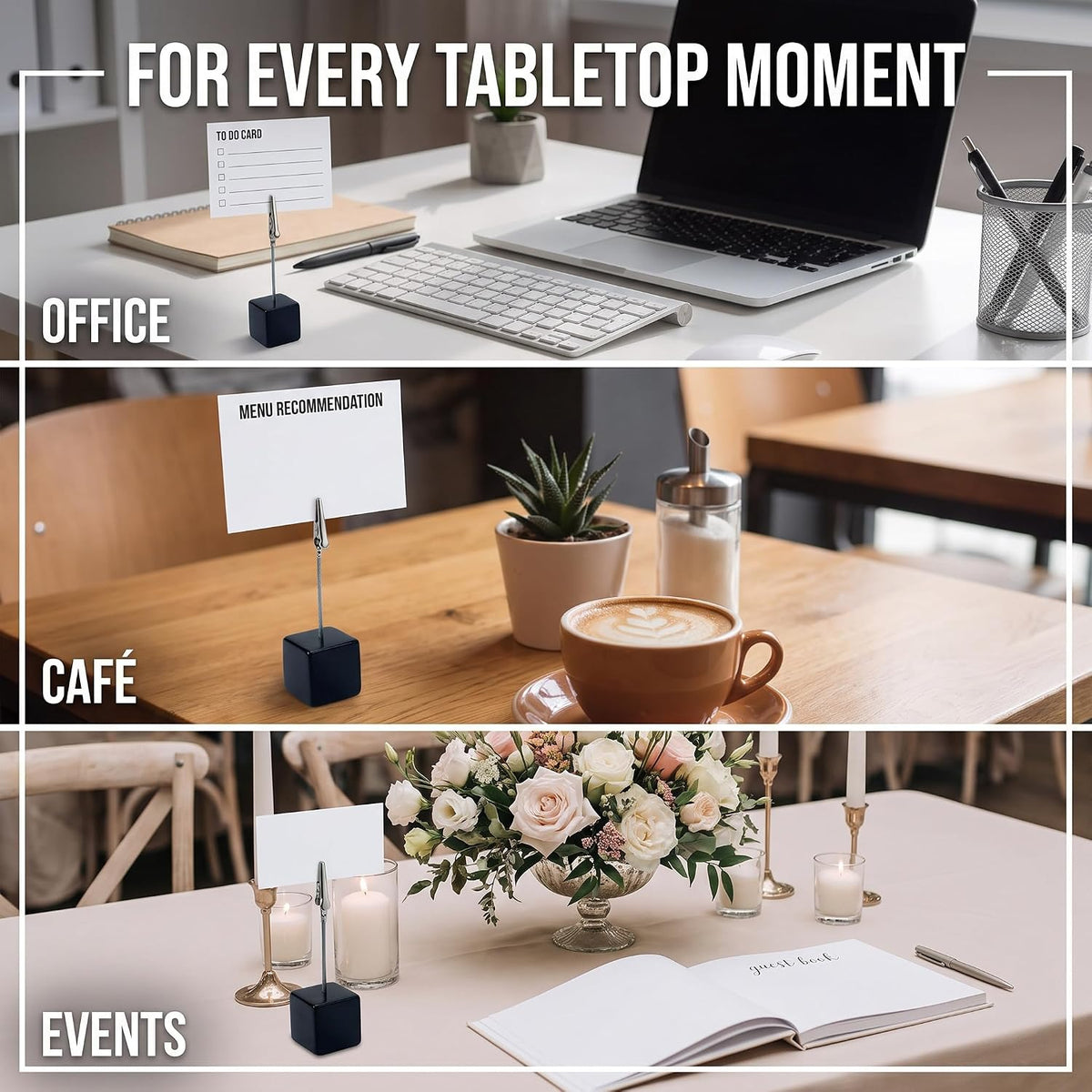 4Pcs Memo Clip Holders Stand with Alligator Clasp Pictures Card Paper Note Clip for Office Home Use, Office Memo Holders, Desk Accessories and Workspace Organizers