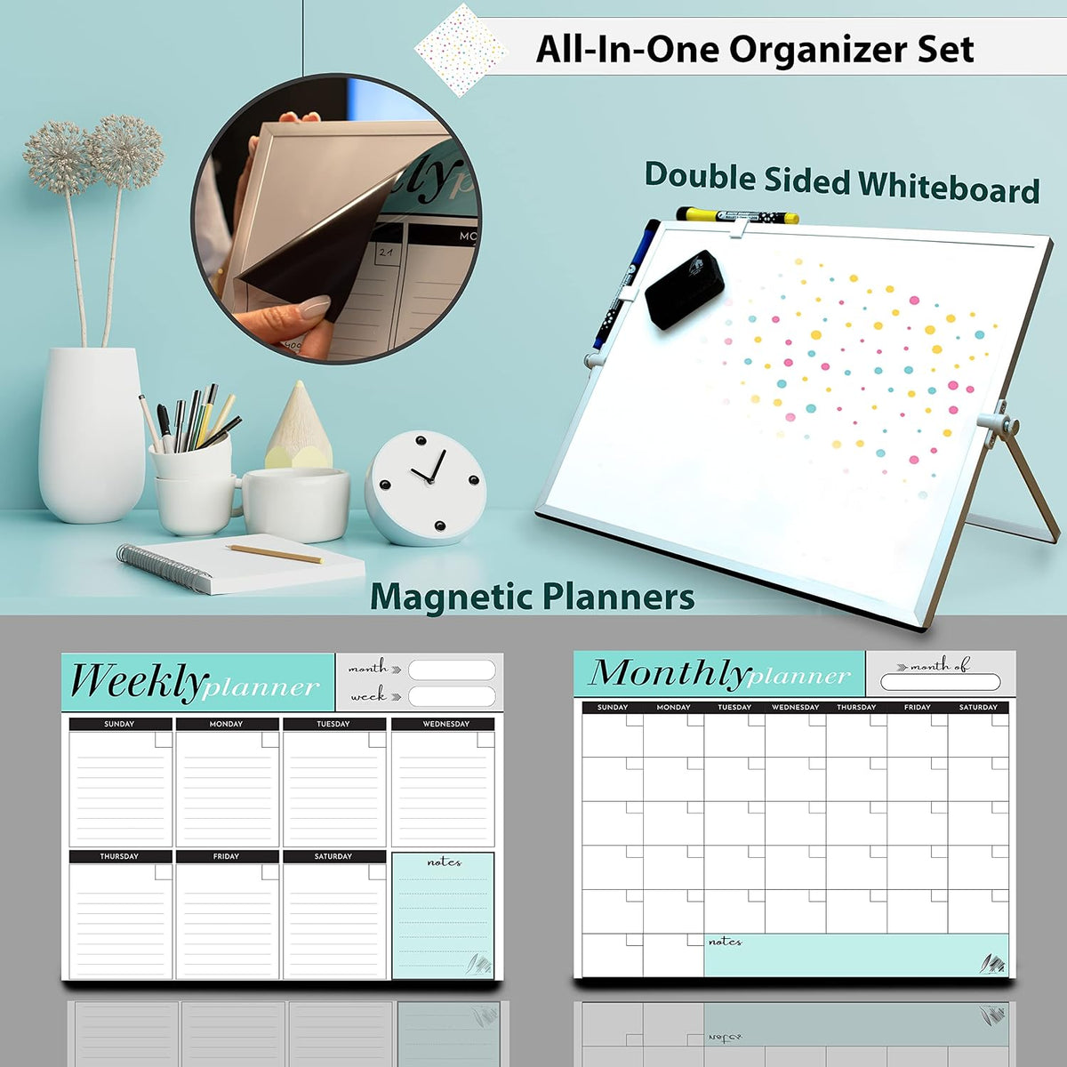 Dry Erase White Board 12"x16" with Stand
