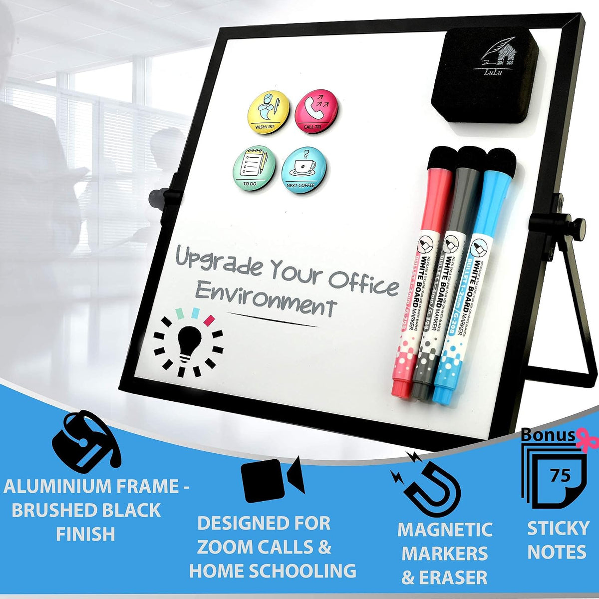 Dry Erase White Board 12"x16" with Stand