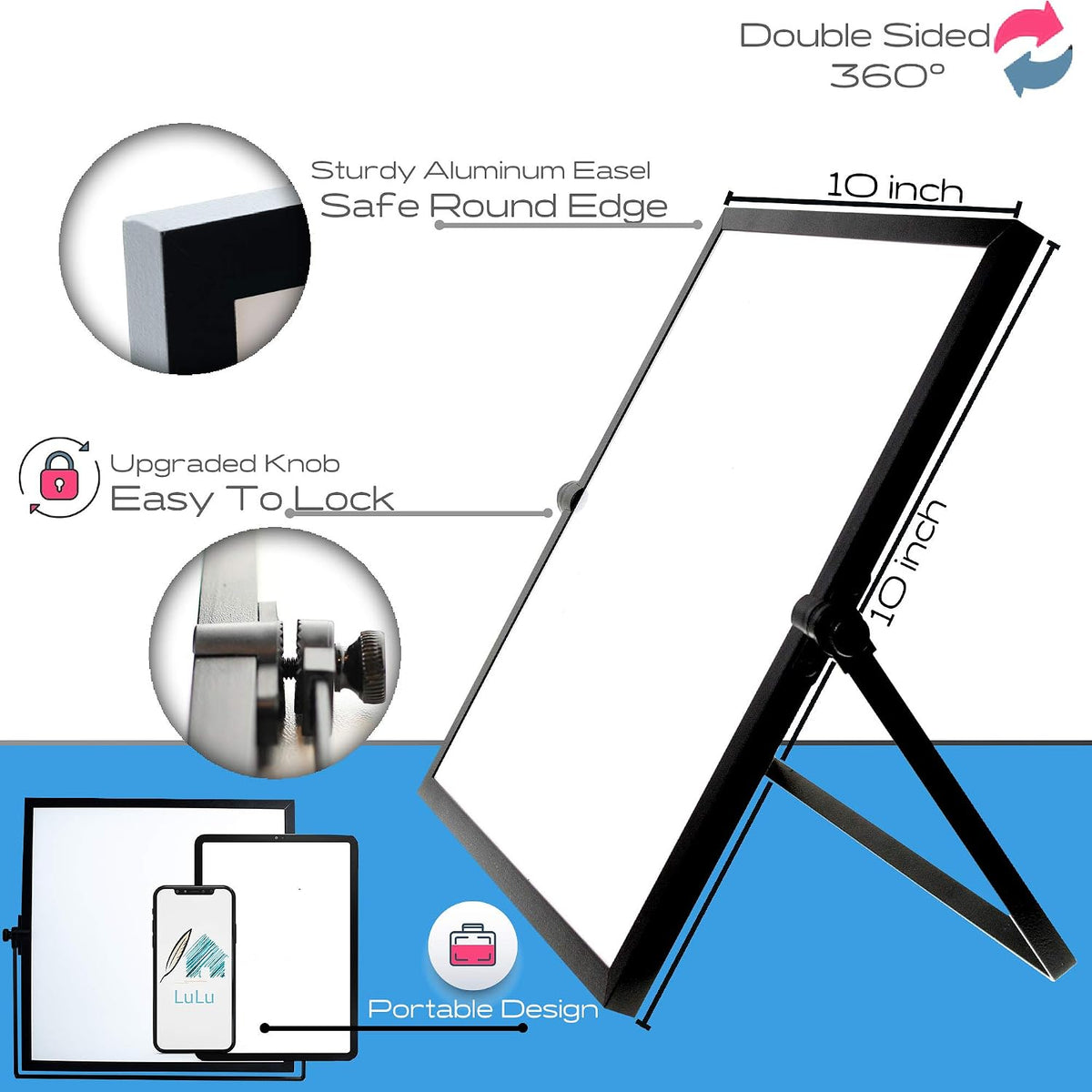 Dry Erase White Board 12"x16" with Stand