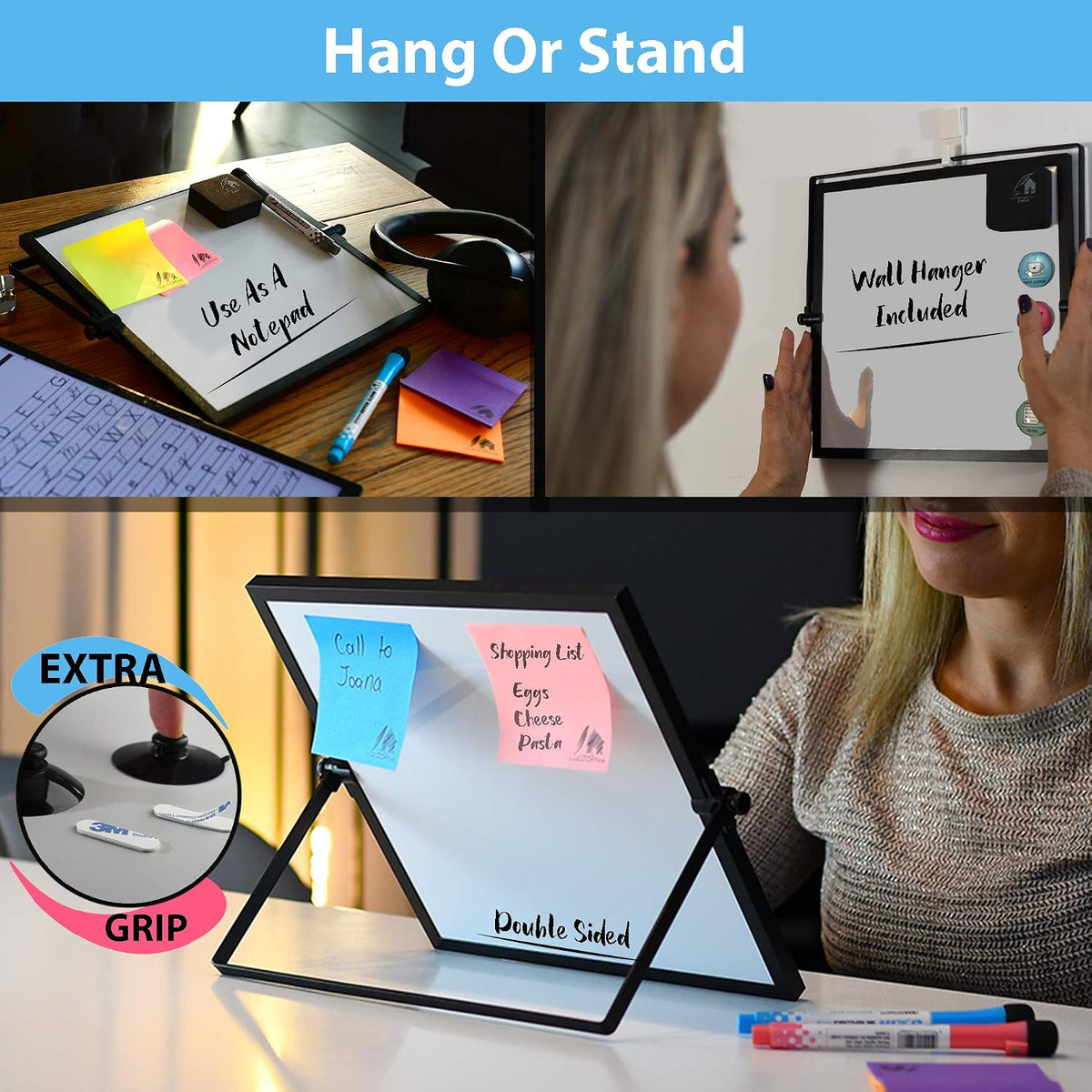 Dry Erase White Board 12"x16" with Stand