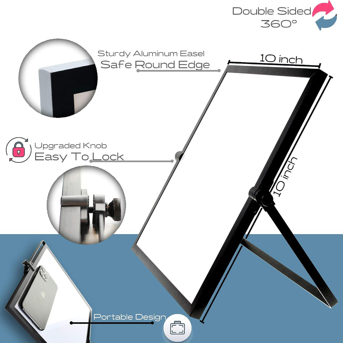 Dry Erase White Board 12"x16" with Stand