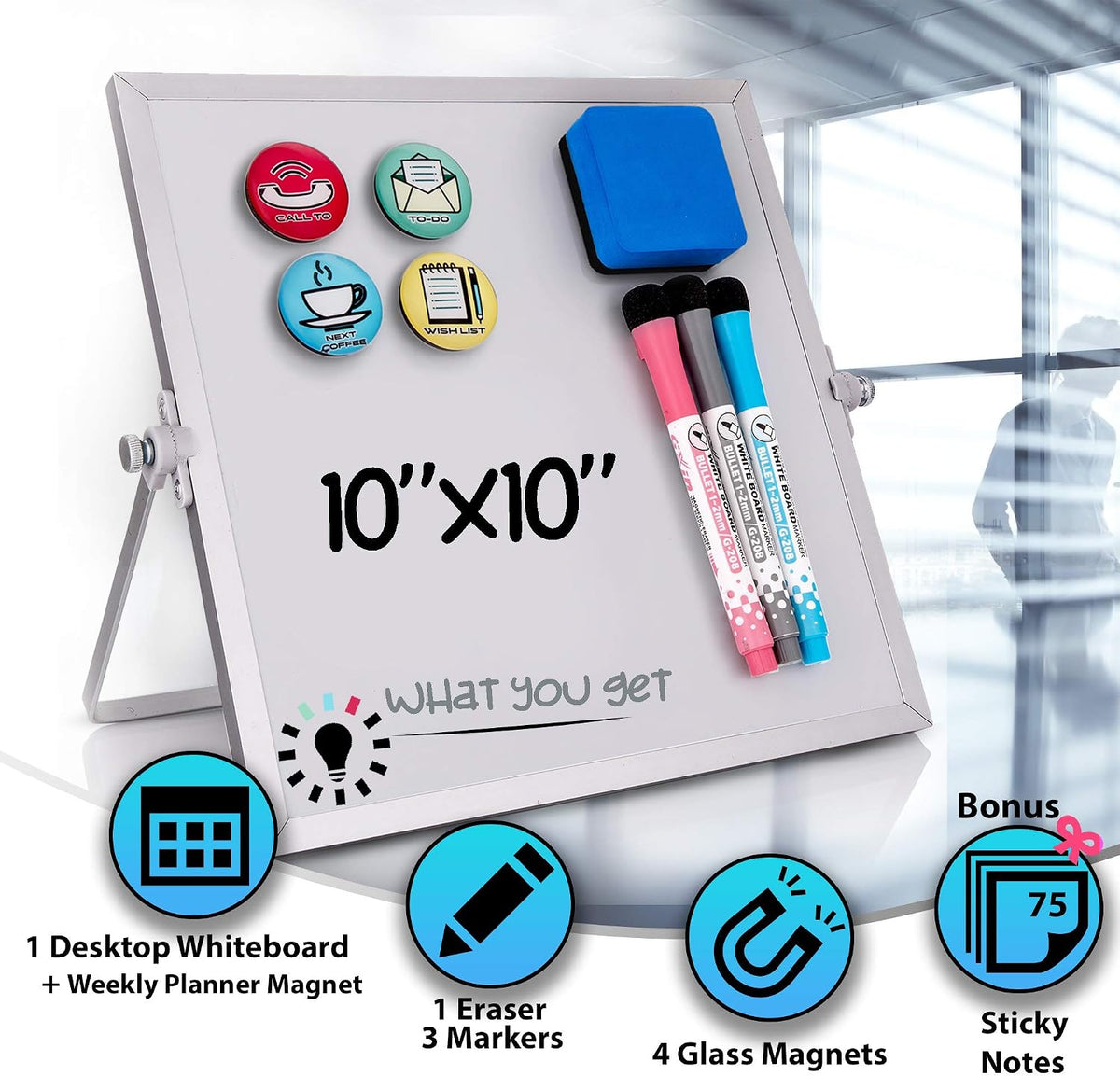 Dry Erase White Board 12"x16" with Stand