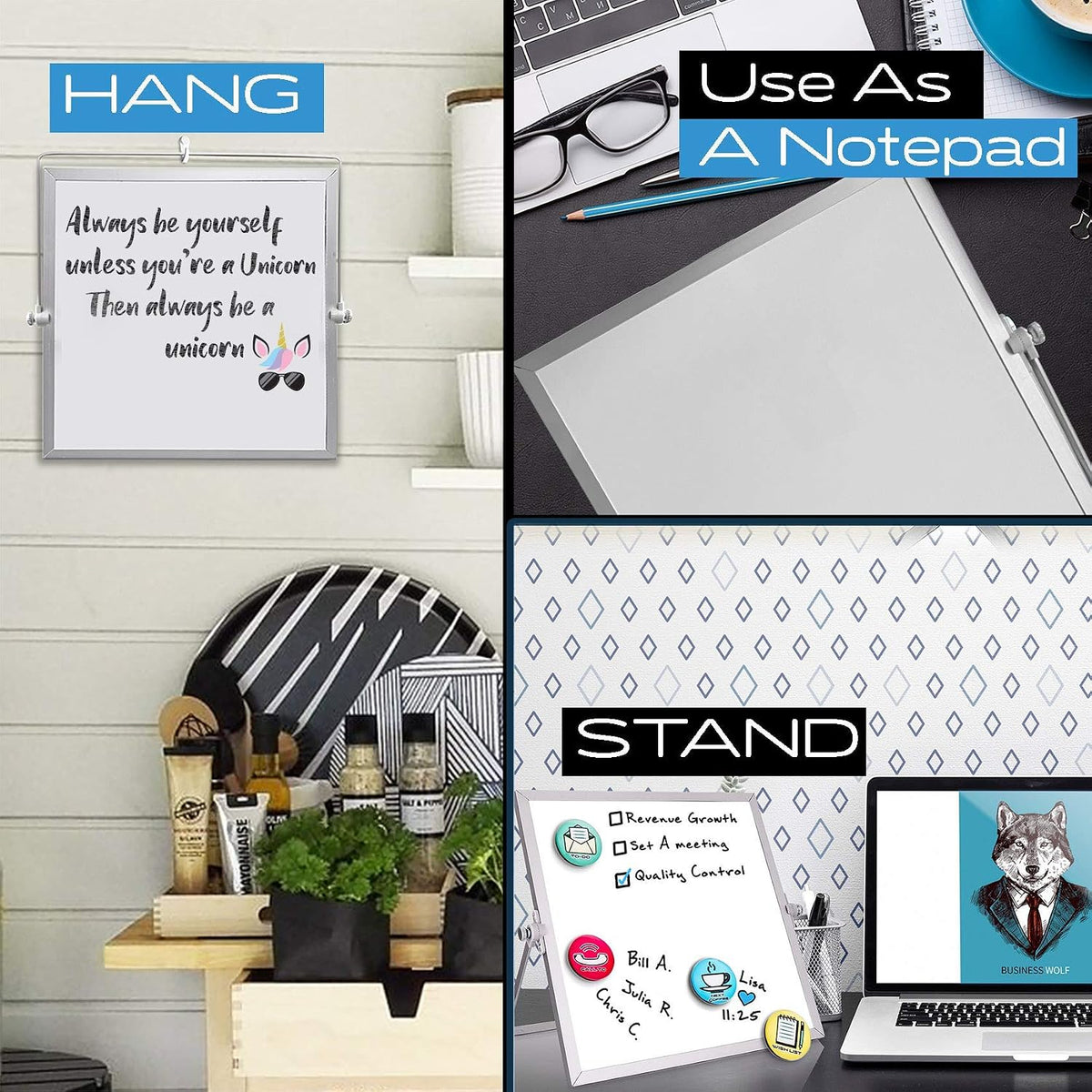 Dry Erase White Board 12"x16" with Stand