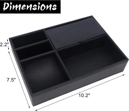 Zcaukya Men's Valet Tray, 5 Compartments, Black