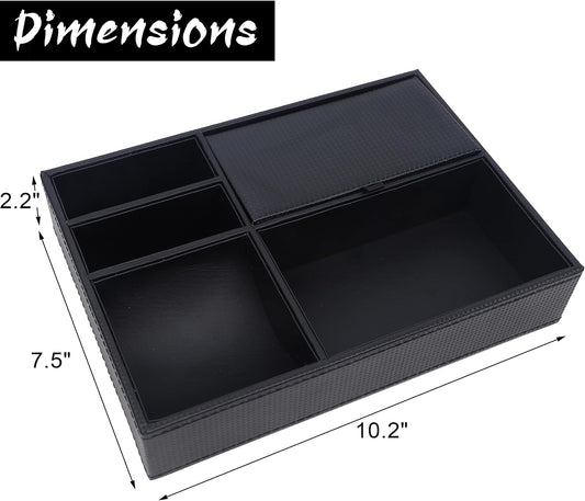 Zcaukya Men's Valet Tray, 5 Compartments, Black