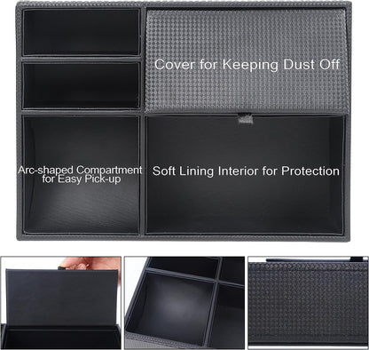 Zcaukya Men's Valet Tray, 5 Compartments, Black
