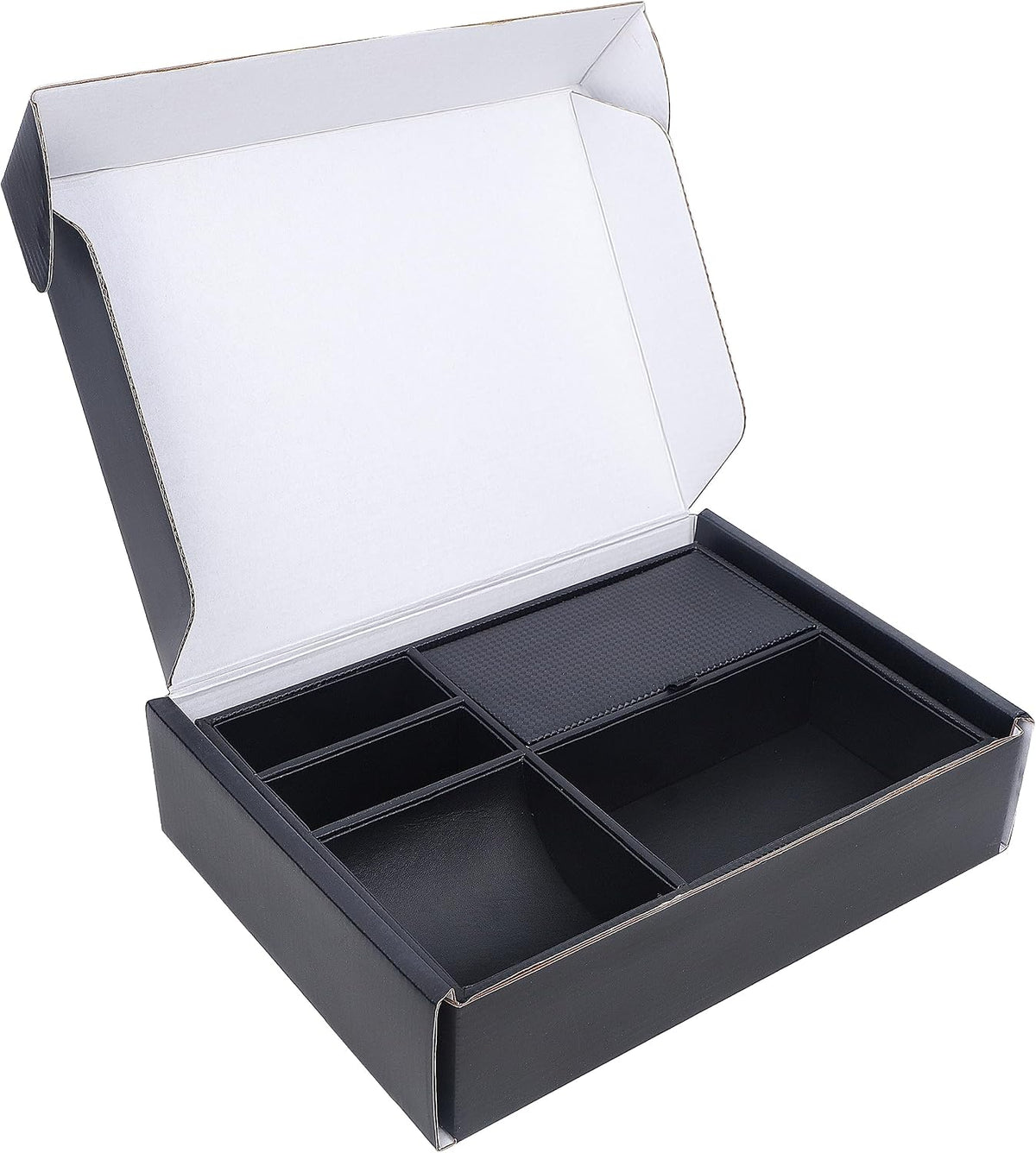 Zcaukya Men's Valet Tray, 5 Compartments, Black