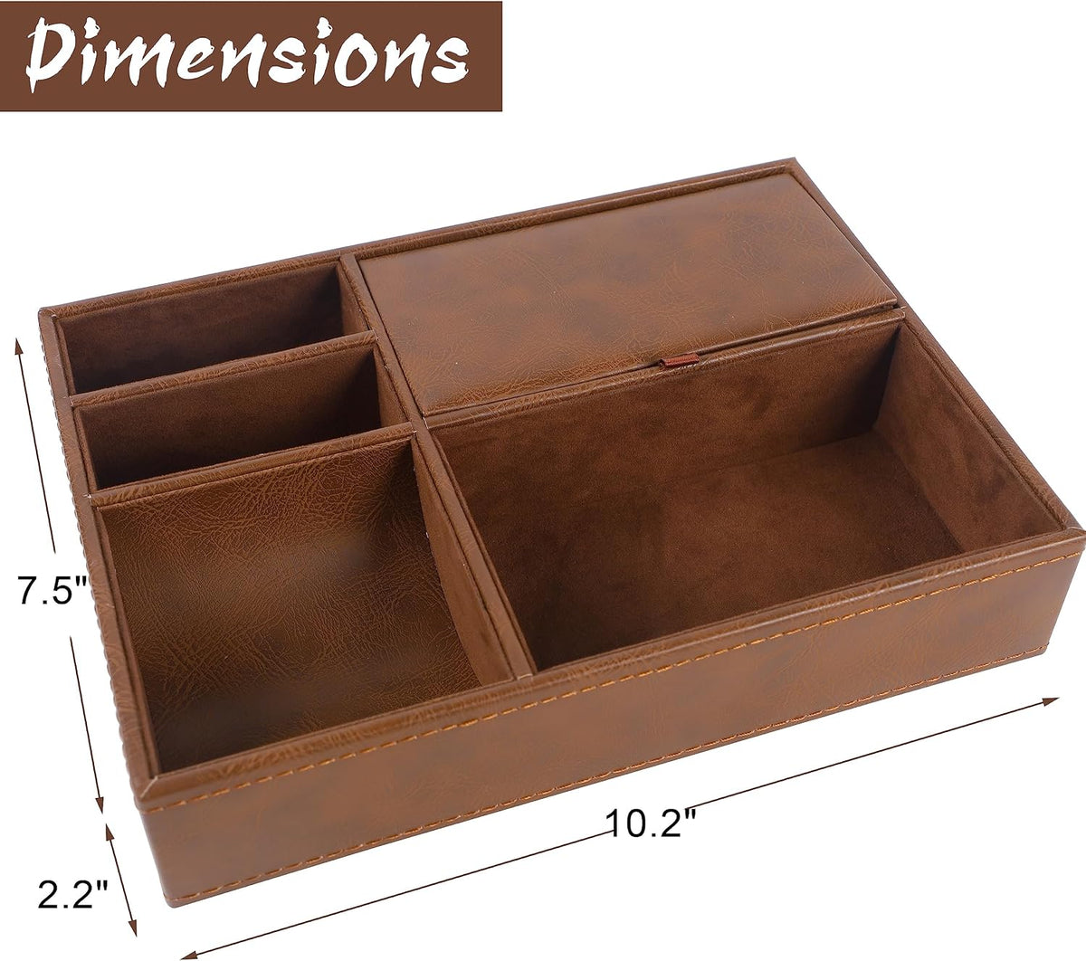 Zcaukya Men's Valet Tray, 5 Compartments, Black