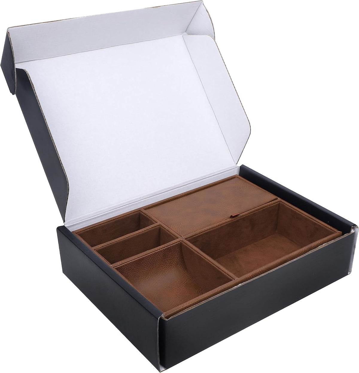 Zcaukya Men's Valet Tray, 5 Compartments, Black