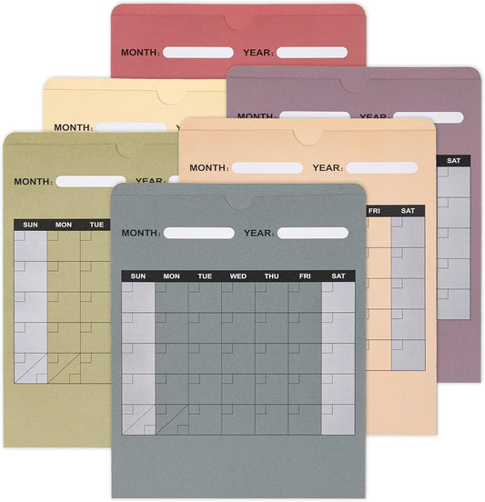 File Folder Jackets Letter Size Paper Pocket File Folder with Reinforced Straight-Cut Tab Pre-Printed Job Folders No Expansion Organizer, Morandi Colors, Vertical Calendar Design