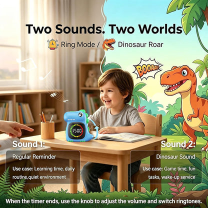 Visual Timer for Kids, Blue Dinosaur Digital Toddler Timer Visual Countdown