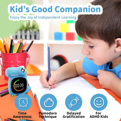 Visual Timer for Kids, Blue Dinosaur Digital Toddler Timer Visual Countdown
