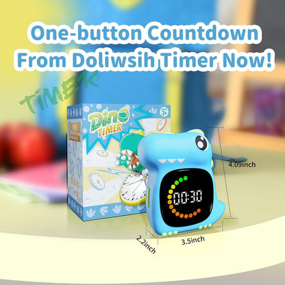 Visual Timer for Kids, Blue Dinosaur Digital Toddler Timer Visual Countdown
