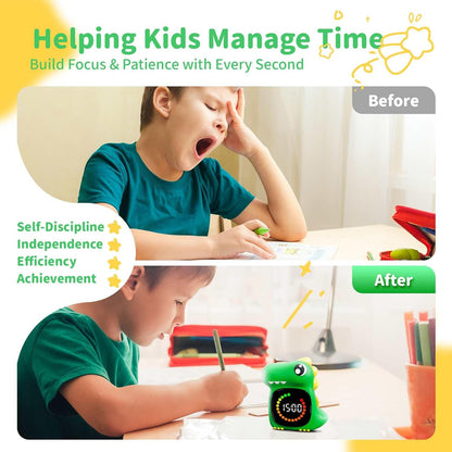 Visual Timer for Kids, Blue Dinosaur Digital Toddler Timer Visual Countdown