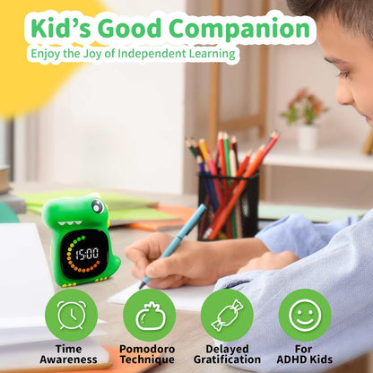 Visual Timer for Kids, Blue Dinosaur Digital Toddler Timer Visual Countdown